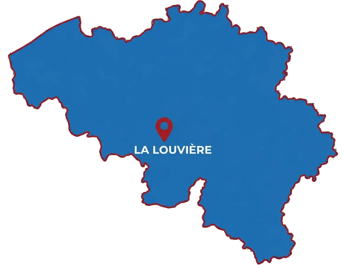 Carte de la zone d'intervention immobilière E-Lou Immo à La Louvière et ses villages